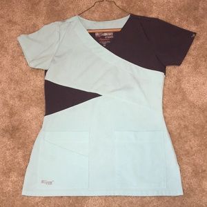 Greys Anatomy XS blue/grey scrub top